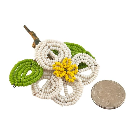 Hand wired Seed Bead Floral Flower Bouquet Beaded Vintage Pin Brooch - Picture 6 of 7